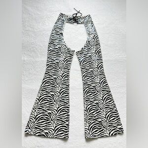 Day G Zebra Print Lace-Up Chaps Pants Y2K Rave Festival Flare DP11326